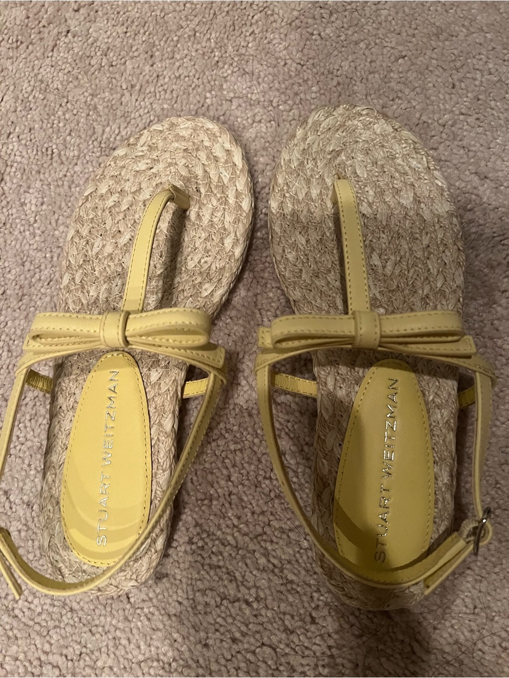 Stuart Weitzman Yellow Bow Espadrille Sandals